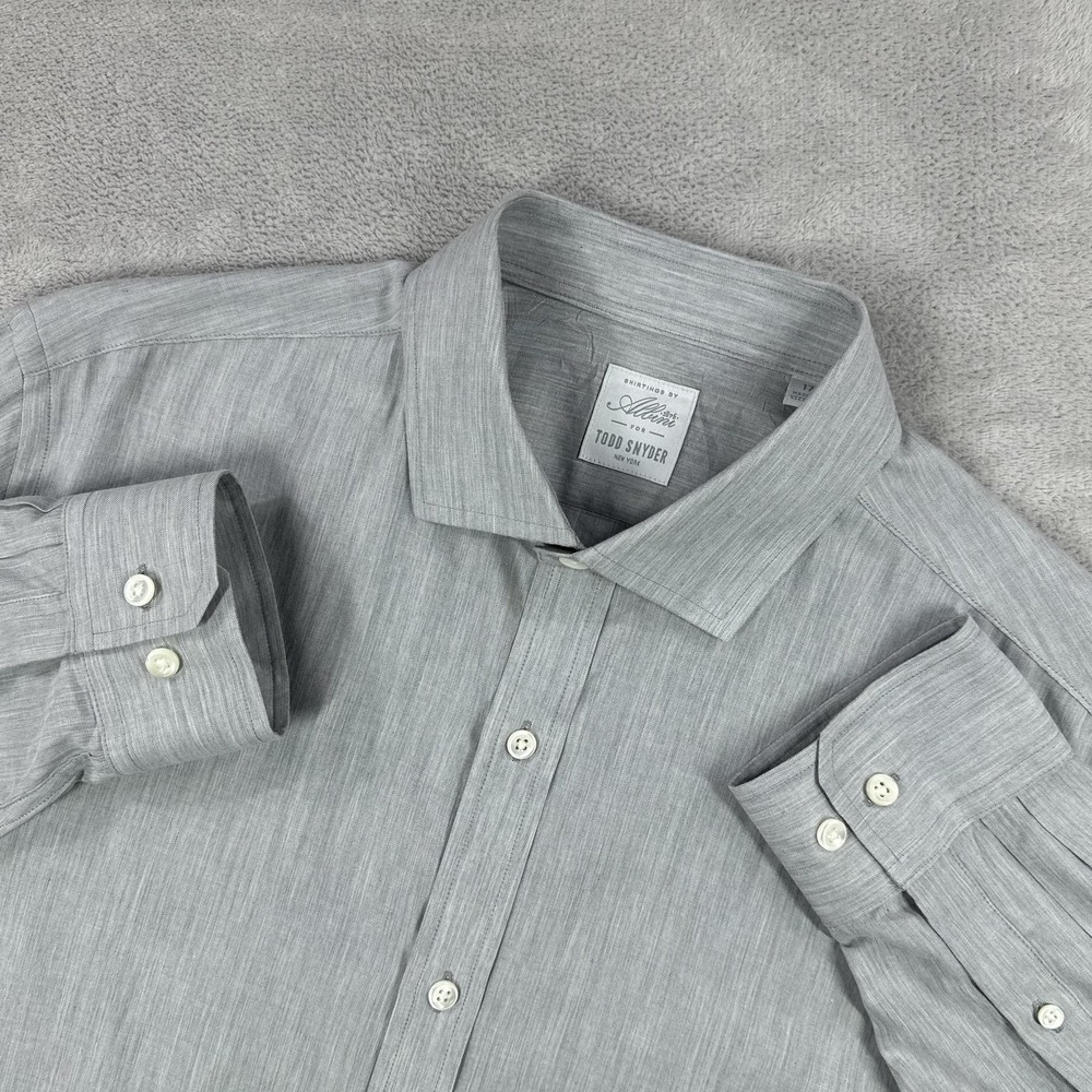 Todd Snyder Dress Shirt Mens 17 Gray Albini Fabric Long Sleeve Spread Collar